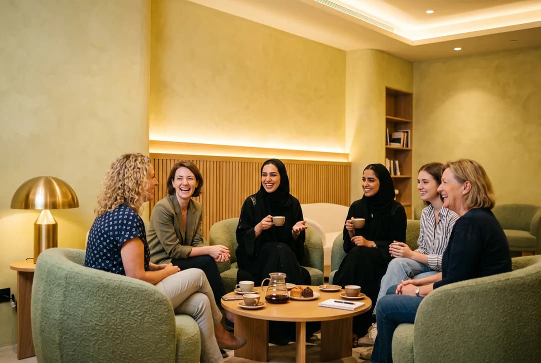 Coffee conversations at COBA.